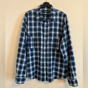 DSQUARED2 Plaid Shirt Blue Linen Cotton Button Down Shirt Size 56